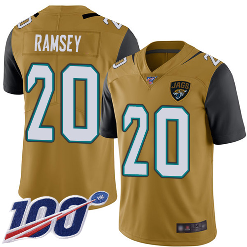 Jacksonville Jaguars #20 Jalen Ramsey Gold Youth Stitched NFL Limited Rush 100th Season Jersey